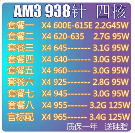 AMD速龙IIX4 610EX640X645 FX 8300 8320 1055T八核推土机AM3+CPU