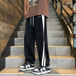 秋冬ins潮宽松百搭潮流休闲裤50棉50聚酯纤维A4186035-P60控79,风衣 裤装与鞋子搭配方法图片