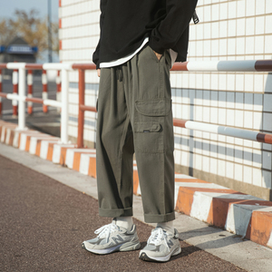 棉港风宽松直筒工装裤男日系休闲裤A418-BAA6008-P60-控79图片