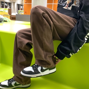 秋冬ins潮宽松百搭阔腿直筒牛仔裤 棉BAA6098  M-3XL P60控79图片