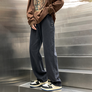 秋冬ins潮宽松百搭阔腿直筒牛仔裤 棉BAA6098  M-3XL P60控79图片
