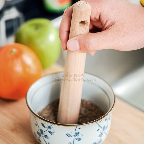 日本进口宝宝辅食添加研磨器研磨棒天然木棒药捣子药杵菜肉鱼泥