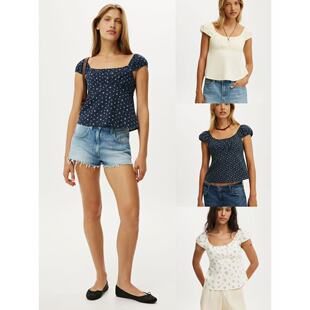 早春甜辣BM少女风方领一字肩百搭减龄上衣 03.11新品 澳洲cot