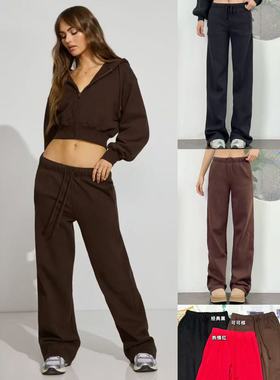 12.17新品 加拿大ga*age美式复古休闲运动慵懒风高腰直筒阔腿卫裤