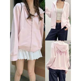 03.11新品 韩系甜美学院风连帽宽松拉链百搭休闲卫衣 美单pb