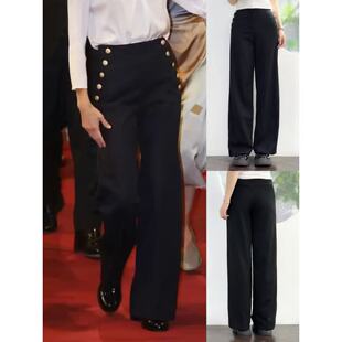 高级感通勤简约侧边金属扣高腰休闲直筒阔腿裤 03.07新品 瑞典单
