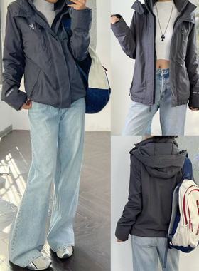 12.17新品 小鹿 秋冬时髦高级感防风保暖拉链高领连帽派克服外套