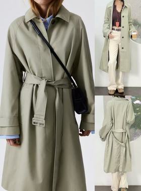 01.24新品瑞典单 100棉老钱风宽松中长款通勤百搭风衣外套~有腰带