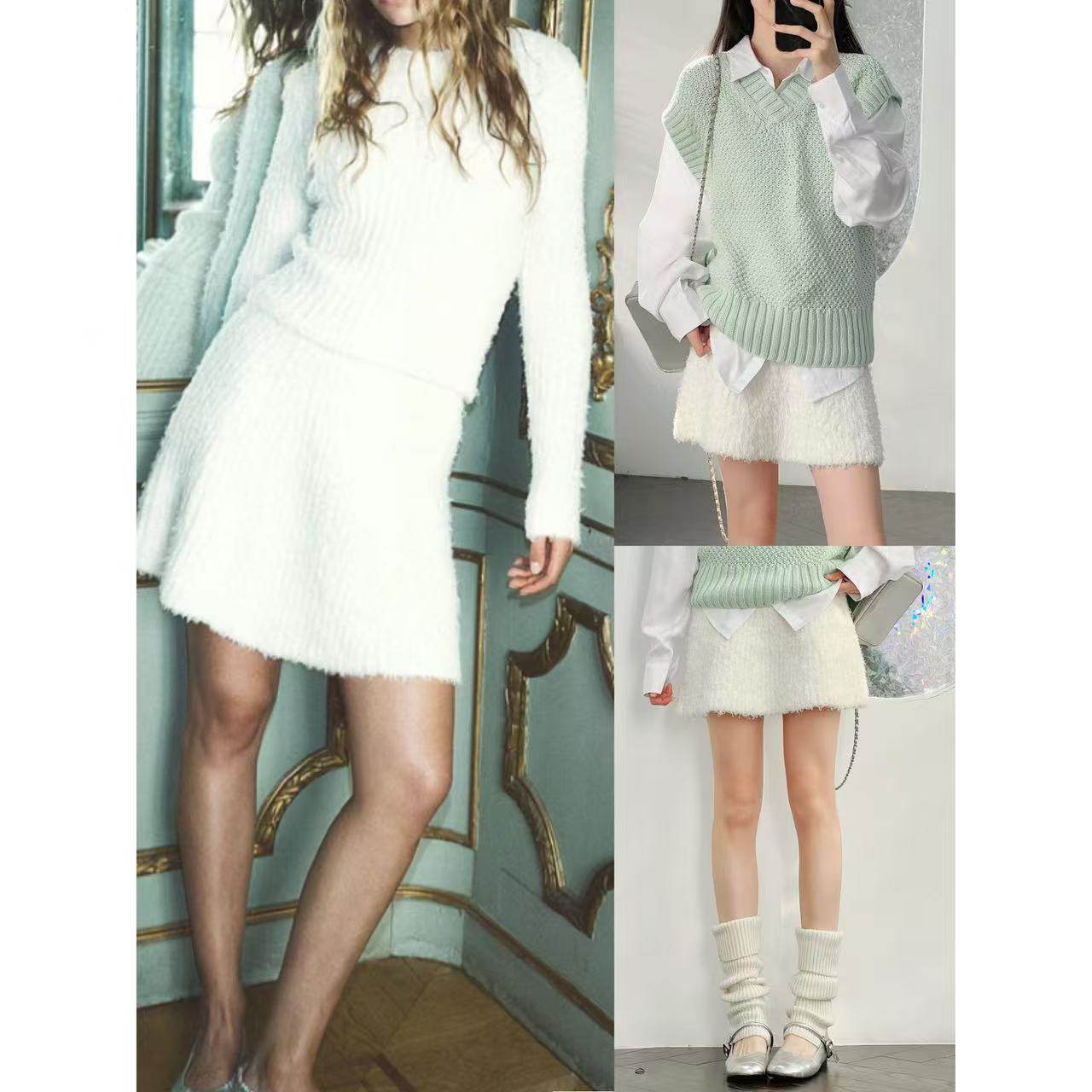 减龄百搭高腰针织A字半身裙