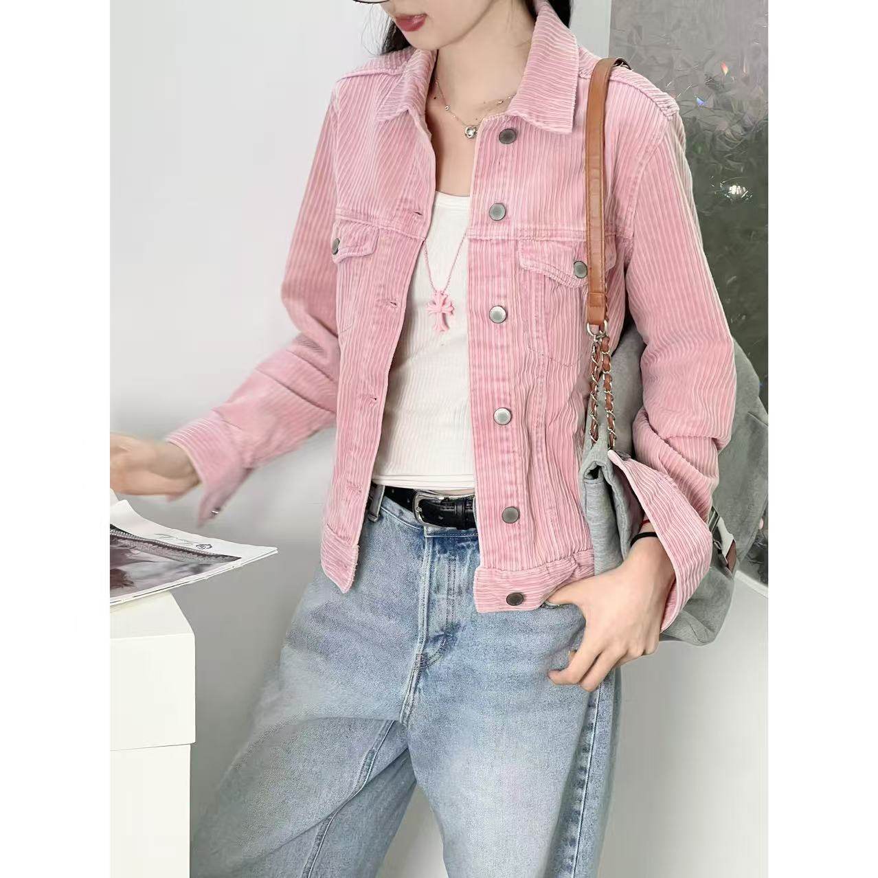 灯芯绒多口袋设计休闲工装外套