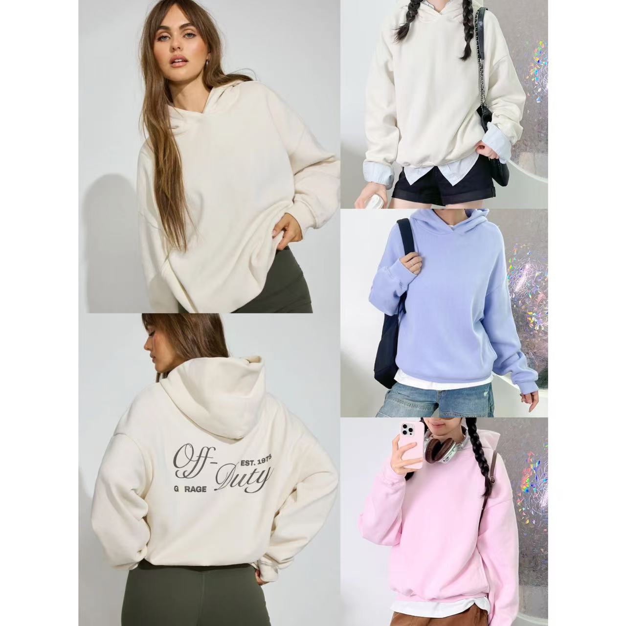 休闲圆领宽松绒卫衣百搭连帽上衣