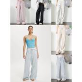 亚麻混纺休闲慵懒系带设计感高腰宽松长裤 OOhome新品 澳洲cotton