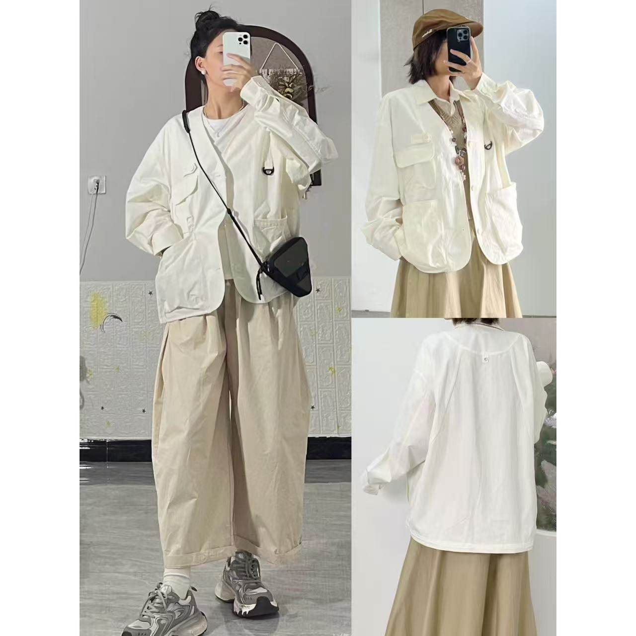 12.13新品 呦R 日系户外休闲运动工装风V领多口袋超宽松夹克外套,女装/女士精品,短外套,淘宝优惠券,粉丝福利购,淘宝优惠卷