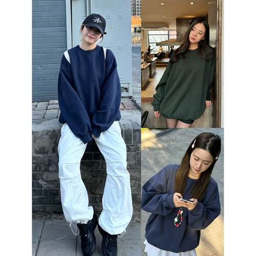 休闲男女同款宽松圆领简约卫衣