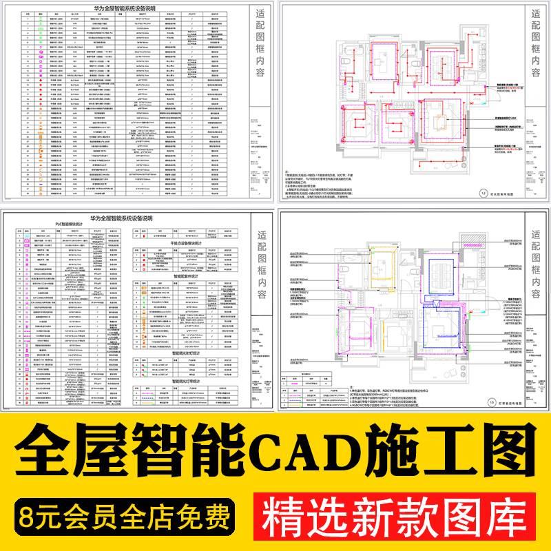 全屋智能家居CAD施工图方案开关灯具图例平面图施工图纸设计模板