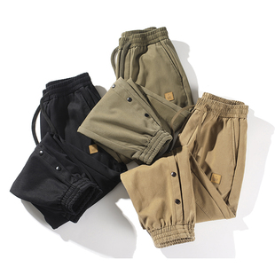 加绒保暖美式 宽松直筒锥形休闲裤 复古哈伦阔腿工装 束脚裤 裤 SU871