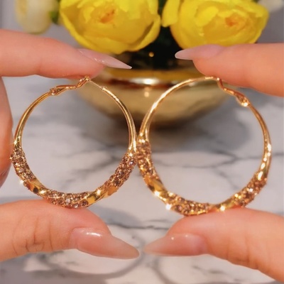 欧美微镶钻大圈银耳环