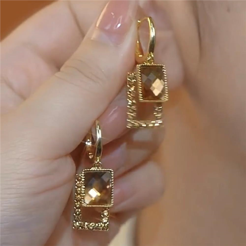 美拉德18k金色双层银针耳环