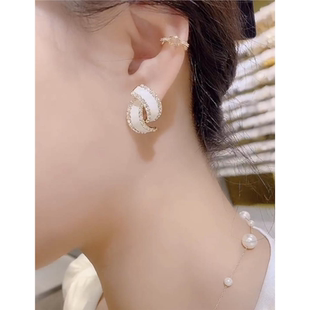 官方正品 轻奢高级感耳环气质百搭耳饰防 银耳钉9999纯银针2025新款