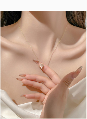 S925纯银轻奢猫眼石项链女2024新款爆款小众高级感女款配饰锁骨链