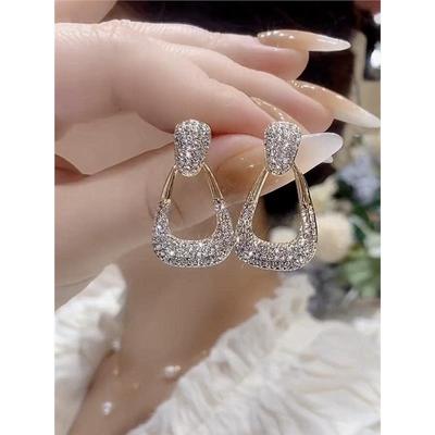 正品奥特莱斯满钻几何耳环9999