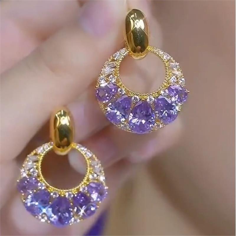 2025新款镶钻锆石999纯银针耳环