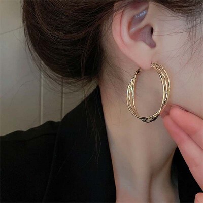 999纯银针光面耳圈多层大圈圈