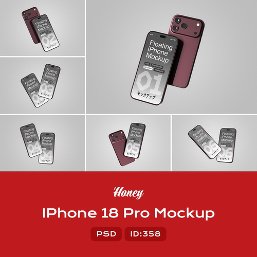 6款苹果iPhone18Pro手机UI样机App应用设计作品集展示效果PS素材