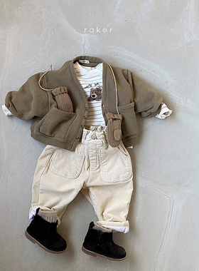 现货韩国童装RAKER冬季新款加绒百搭时尚休闲裤1102