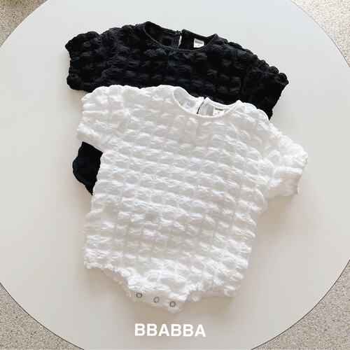 韩国bbabba方格泡泡袖婴儿哈衣