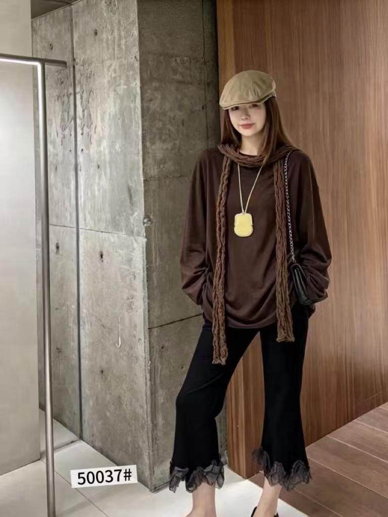 2025早秋新款韩版时尚波点丝巾飘带polo衬衫女宽松休闲长袖衬衣潮
