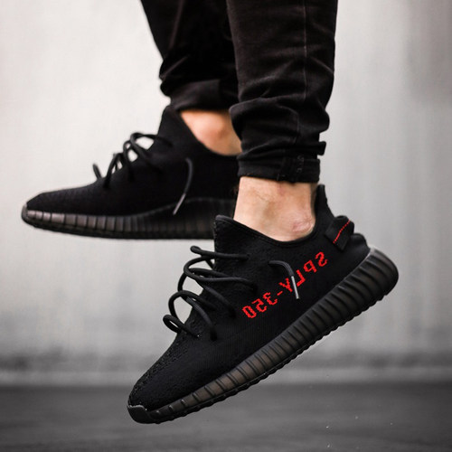 阿迪达斯女鞋Yeezy 350椰子黑红字网面透气轻便运动休闲鞋 CP9652