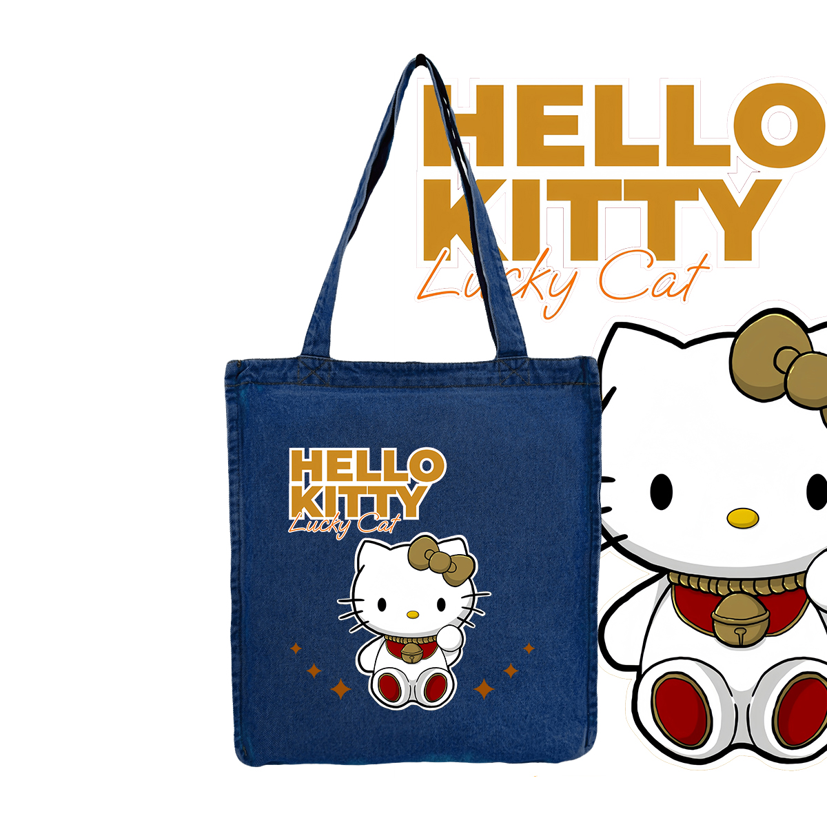 hellokitty凯蒂猫KT猫牛仔袋单肩包手提包托特大容量通勤男女潮流