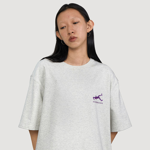 okclub经典花灰图案宽松休闲
