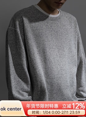 41688 by Ok center 特殊的花灰特柔软织粉笔灰煤点黑长袖卫衣TEE