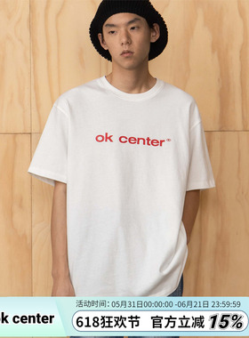 okcenter白红基础字authentic sanded dry 毛感宽松版型TEE