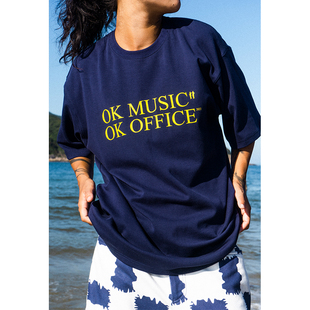 显白藏蓝黄标 office 宽松舒适棉tee music