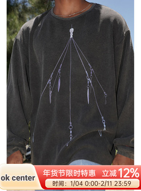 ok center baits鱼钩洗水长袖T恤