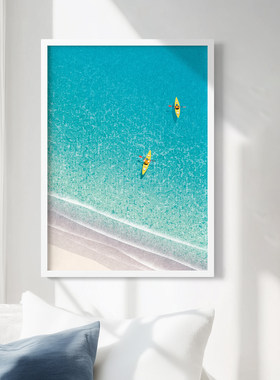 海上同行客厅风景沙发玄关墙壁自然装饰画挂画艺术框油画壁画插画