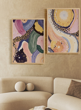 涂鸦星云组合客厅卧室沙发玄关墙壁装饰画挂画艺术框油画壁画插画