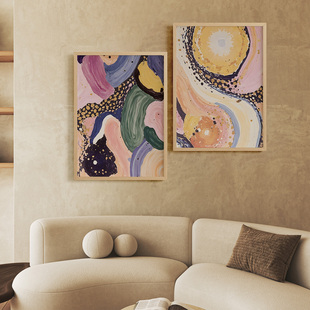 涂鸦星云组合客厅卧室沙发玄关墙壁装饰画挂画艺术框油画壁画插画