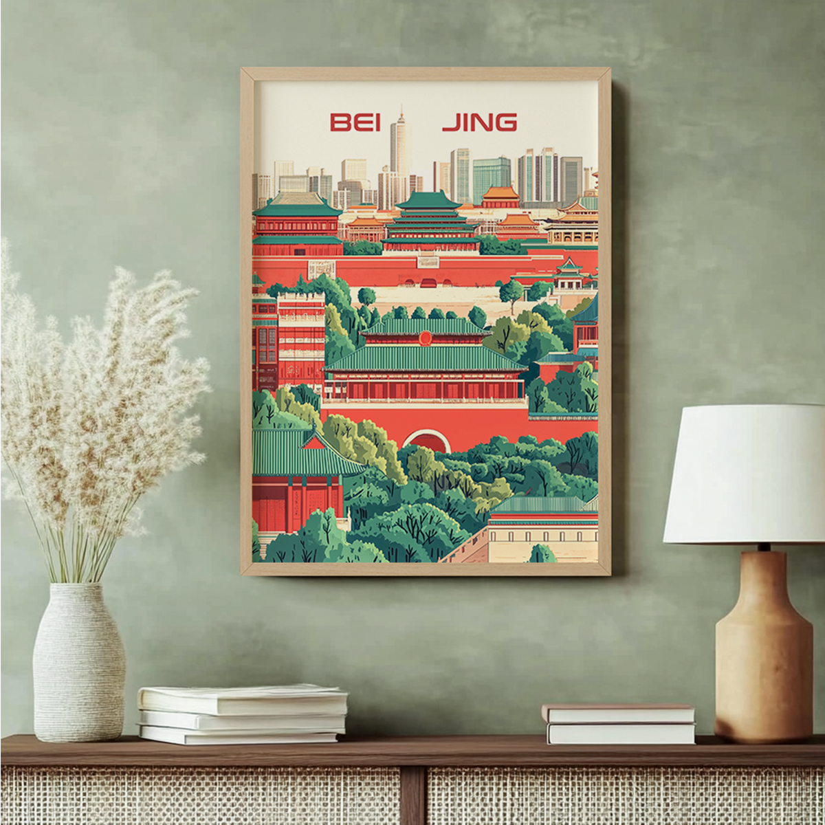 城市插画客厅卧室沙发风景自然建筑装饰画挂画玄关艺术框油画壁画图片
