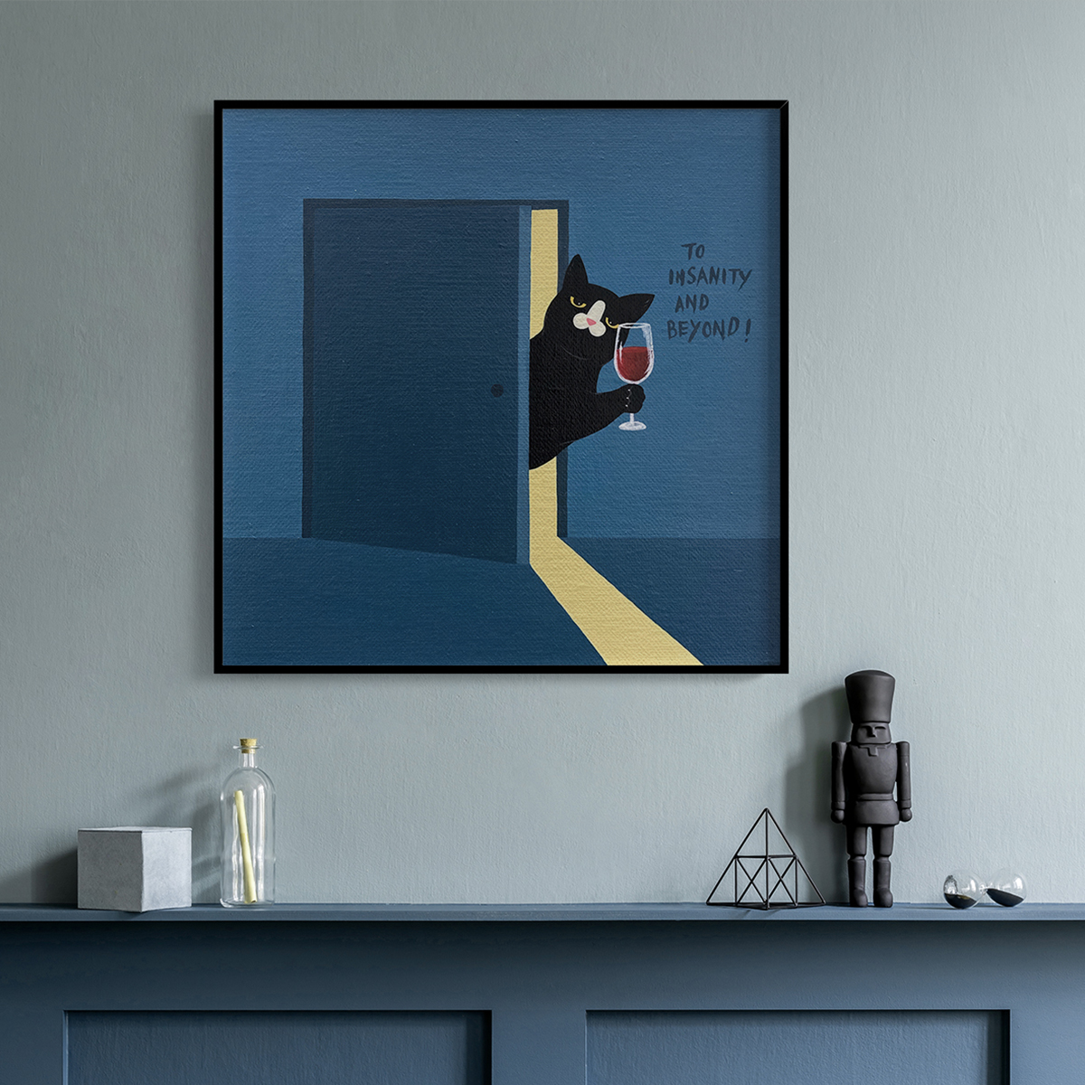 st.aftercigs醉酒猫客厅卧室沙发动物猫文艺装饰画挂画艺术框油画图片