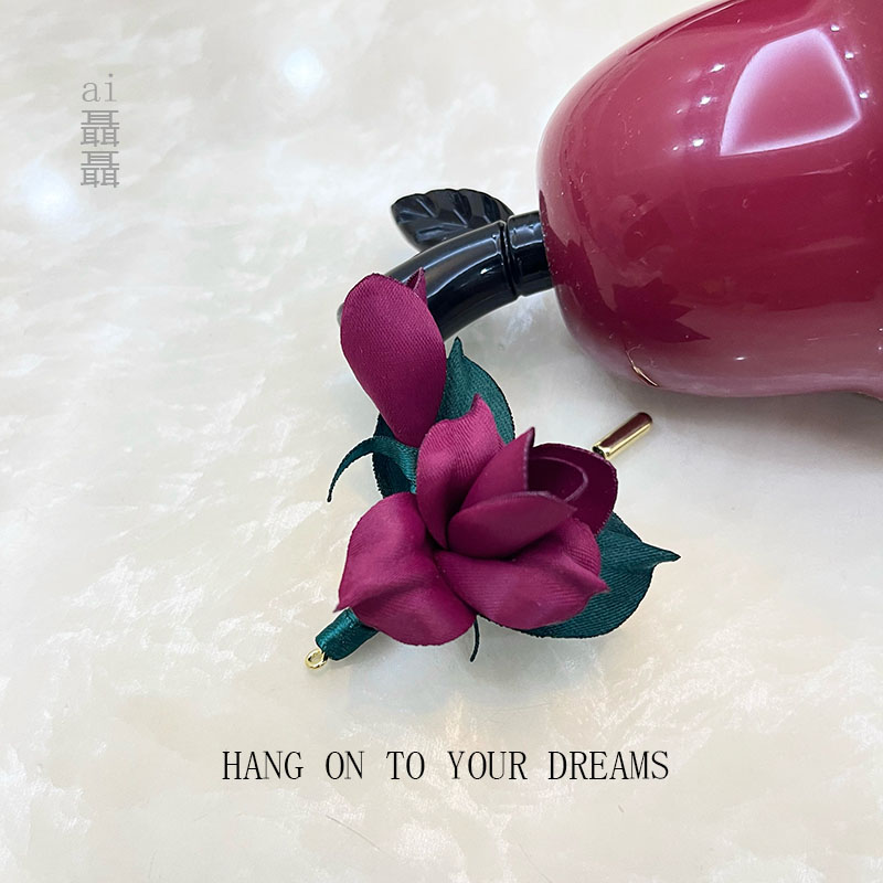 ai聶聶暗红花朵个性优雅少女心胸针精致手工胸花西装大衣别针扣女