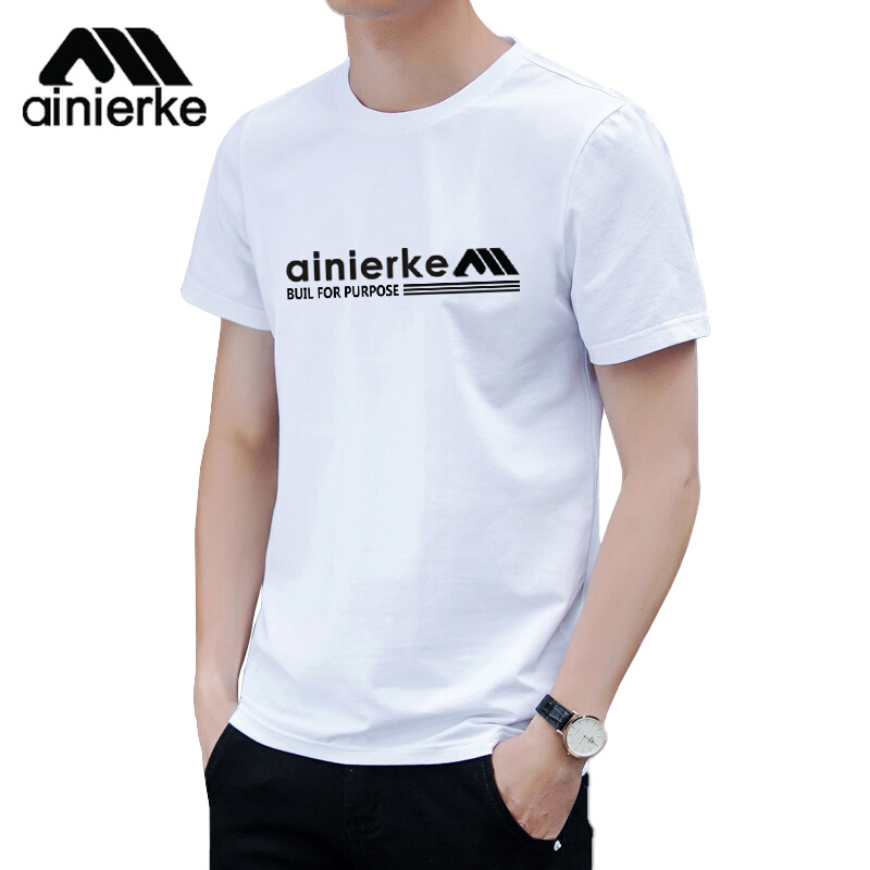 男夏季时尚短袖体恤纯棉透气弹力运动圆领衫宽松大码休闲简约穿搭