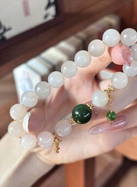 真品天然和田玉高冰碧玉手链