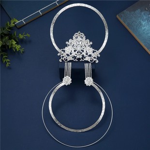 敦煌神女发冠金色光环凤凰发圈古风汉服头饰娜扎飞天圣女发饰金环