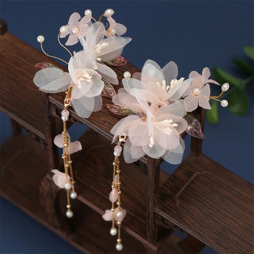 汉服头饰女儿童古风绢花对夹古典舞蹈发饰全套国风发夹古装配饰品