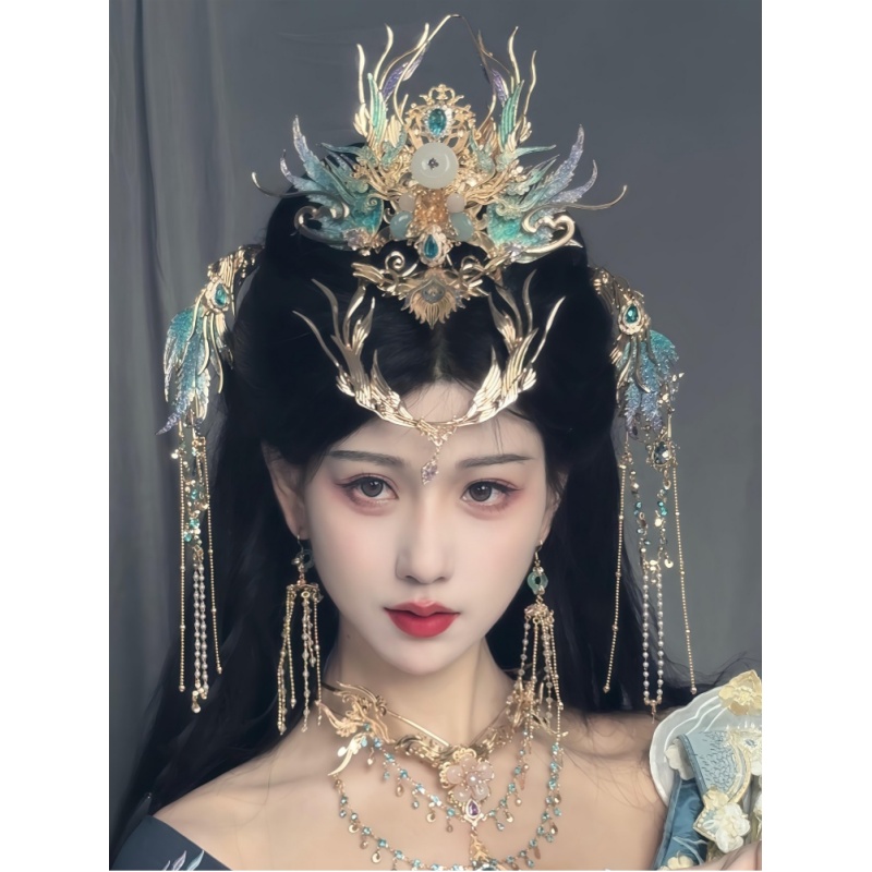 汉服发饰女异域幽影飞天古风超仙发冠发簪面饰古装头饰仙侠风套装
