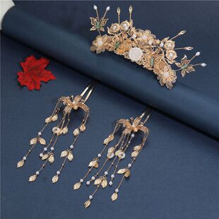 汉服新娘头饰念奴娇古风婚嫁富贵发簪发冠耳环套装少女簪子饰品